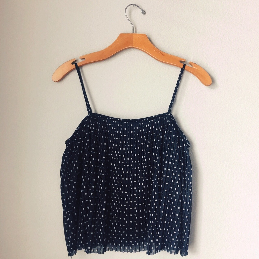 Lola pleated navy polka dot blouse ❤️